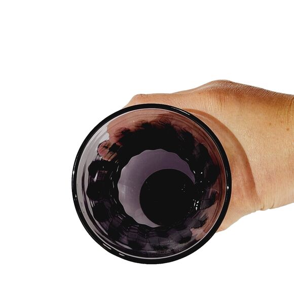 Indiana Glass Flower Vase Plum Swirl Purple Amethyst 6.5in Vtg USA Round #31508 - Picture 3 of 6